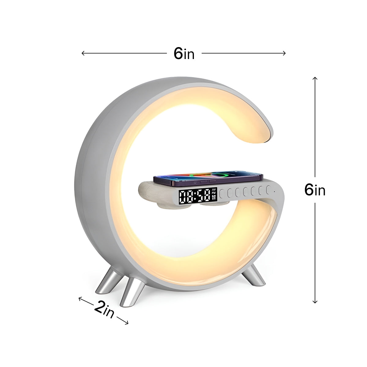 Smart G Shape Lamp – Wireless Charger with Built-in Speaker & Alarm Clock Smart G Shape Lamp – Wireless Charger with Built-in Speaker & Alarm Clock